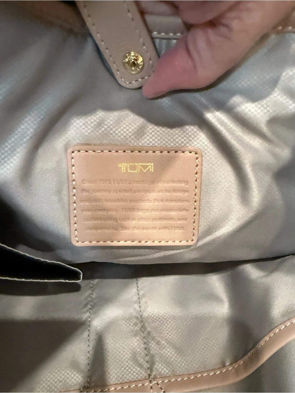 Tumi Blush Pink All Leather Laptop Tote with Gold Hardware Fits 14” Laptop